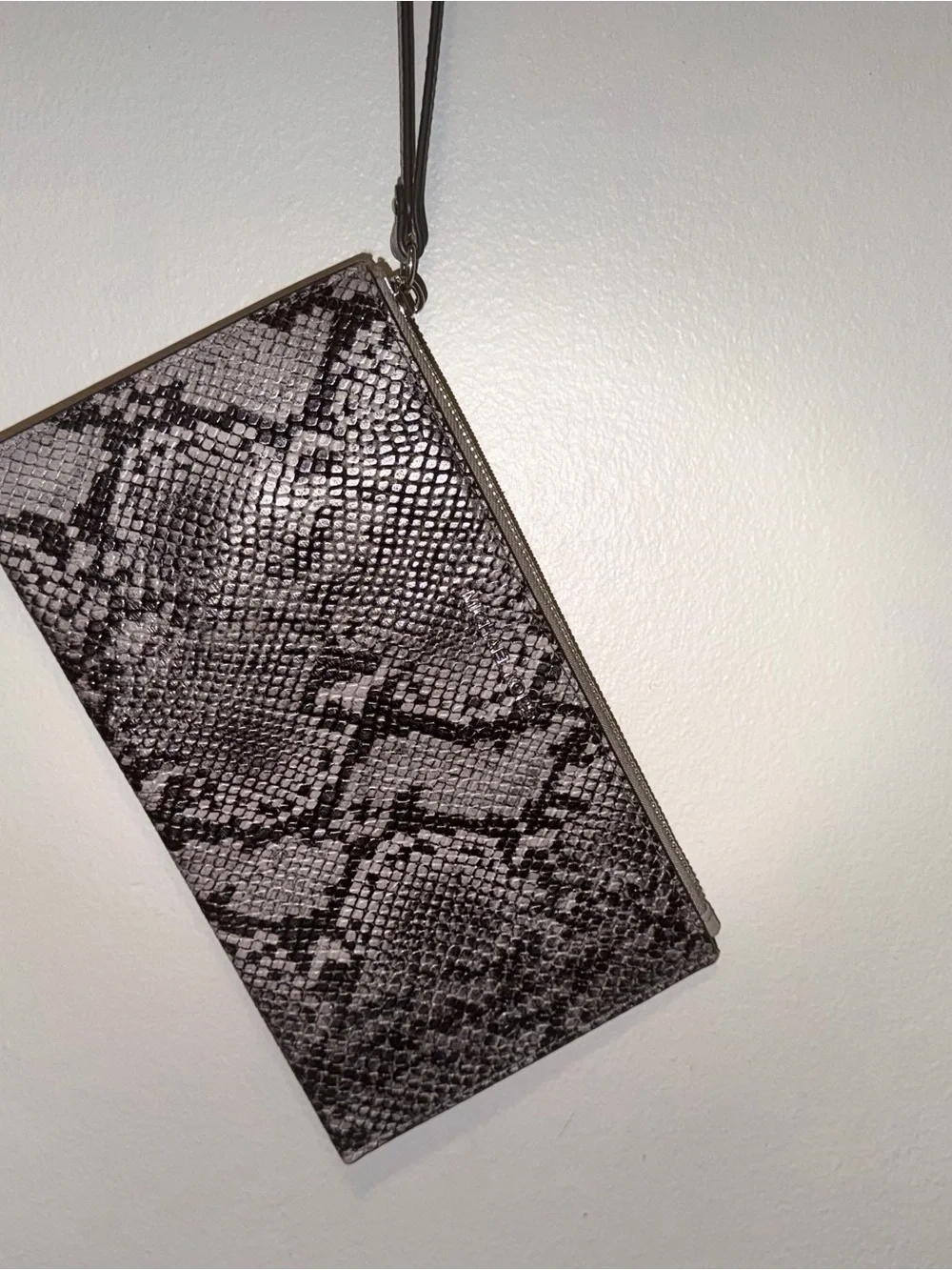 Michael Kors Black and Gray Snake-Print Wristlet Clutch